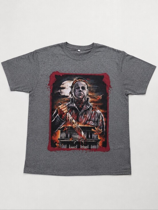 Heraldy Other - Michael Myers Halloween Horror Movie Graphic Tee Shirt Gray, XXL